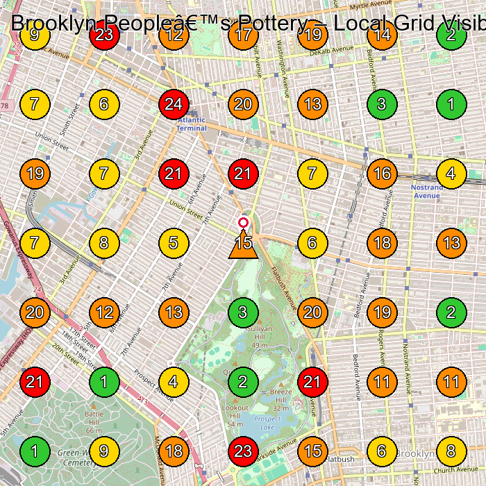 Brooklyn People's Pottery Pottery Classes GeoGrid ranking map for Brooklyn NY